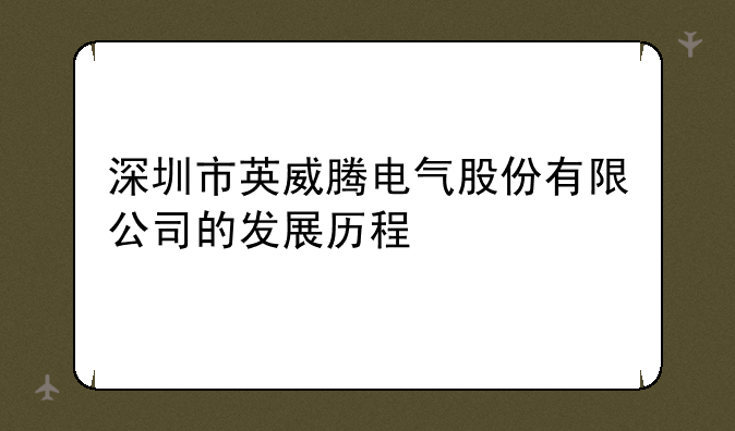 深圳市英威腾电气股份有限公司的发展历程