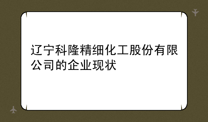 辽宁科隆精细化工股份有限公司的企业现状