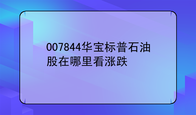 007844华宝标普石油股在哪里看涨跌