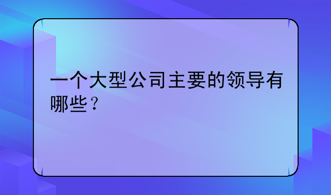 一个大型公司主要的领导有哪些？