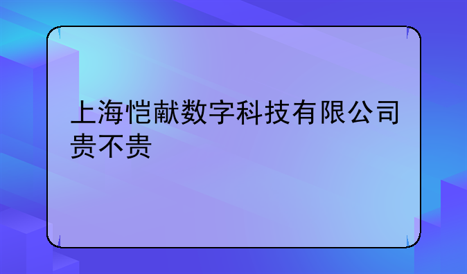 上海恺献数字科技有限公司贵不贵