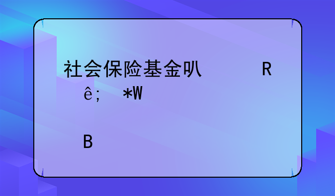 社会保险基金可以用于投资股票吗