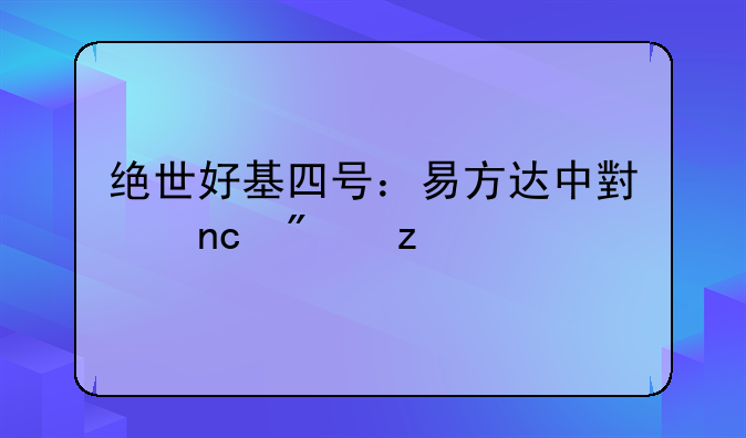 绝世好基四号：易方达中小盘分析