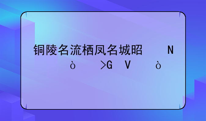 铜陵名流栖凤名城是哪个开发商？