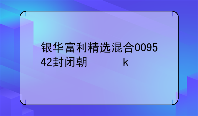 银华富利精选混合009542封闭期多久