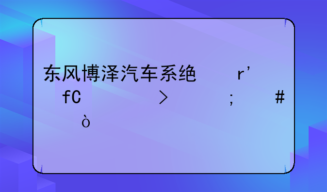 东风博泽汽车系统有限公司怎么样？