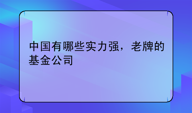 中国有哪些实力强，老牌的基金公司