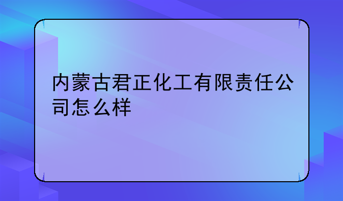 内蒙古君正化工有限责任公司怎么样