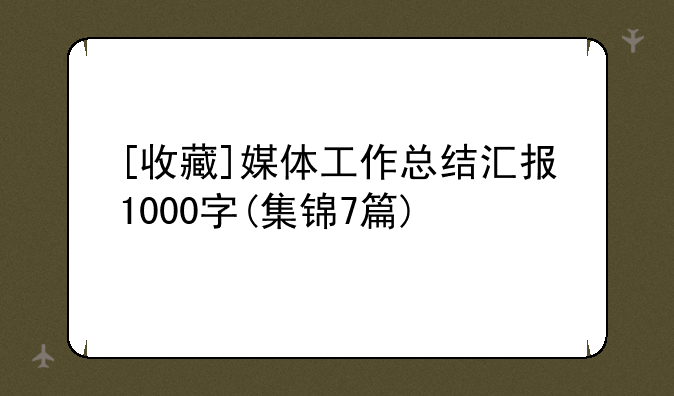 [收藏]媒体工作总结汇报1000字(集锦7篇)