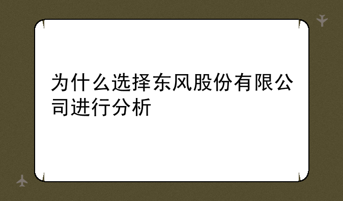 为什么选择东风股份有限公司进行分析