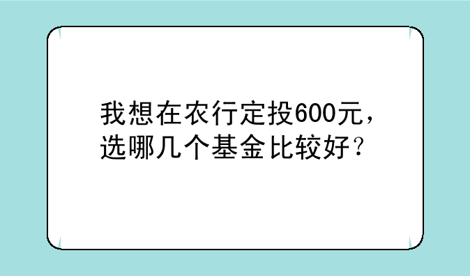 我想在农行定投600元，选哪几个基金比较好？