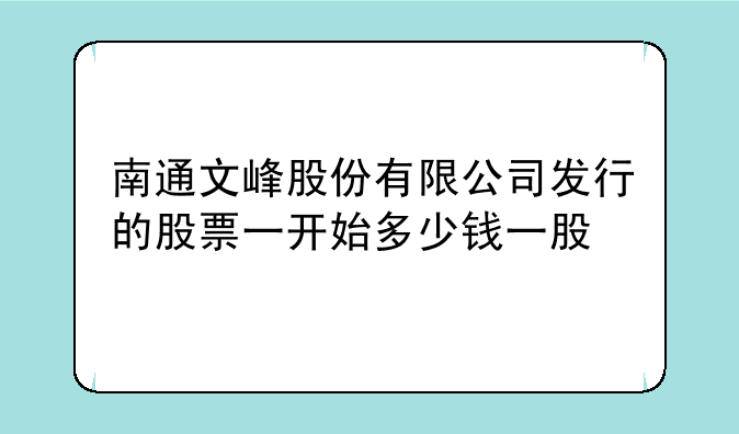 南通文峰股份有限公司发行的股票一开始多少钱一股