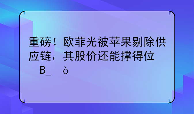 重磅！欧菲光被苹果剔除供应链，其股价还能撑得住吗？