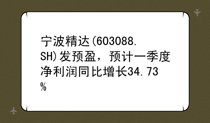 宁波精达(603088.SH)发预盈，预计一季度净利润同比增长34.73%