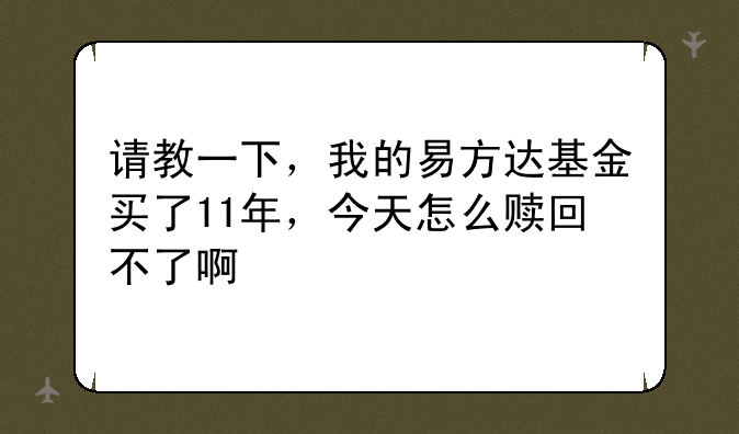 请教一下，我的易方达基金买了11年，今天怎么赎回不了啊