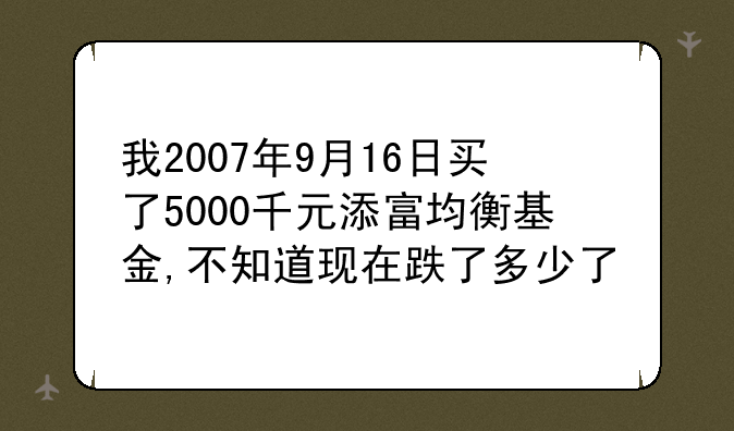 我2007年9月16日买了5000千元添富均衡基金,不知道现在跌了多少了