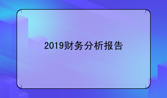 2019财务分析报告