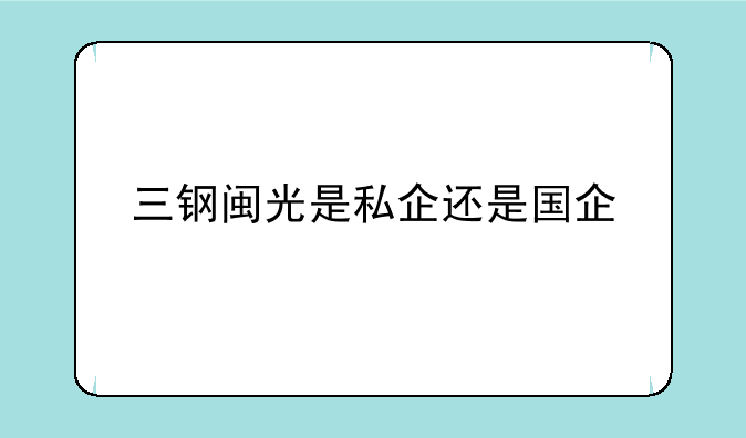 三钢闽光是私企还是国企