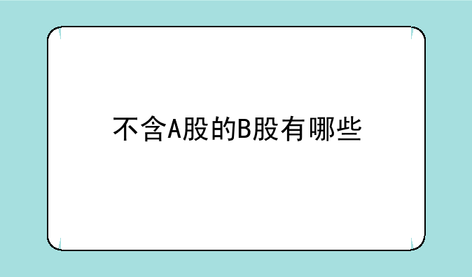 不含A股的B股有哪些