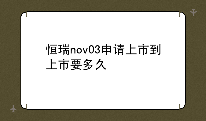 恒瑞nov03申请上市到上市要多久